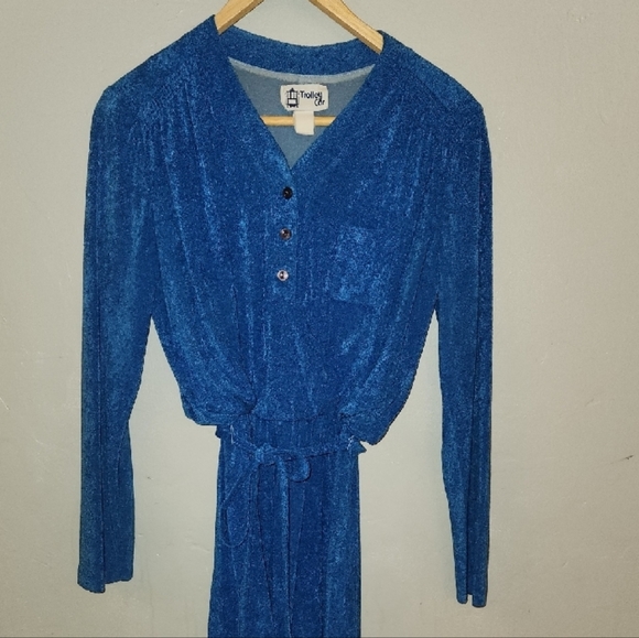 Vintage Blue Long-Sleeve Dress by Trolley Car - Picture 14 of 16
